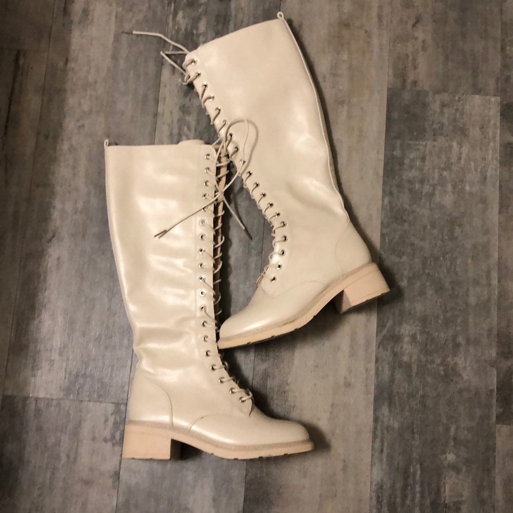 Cream colored knee high boots  Size 6.5